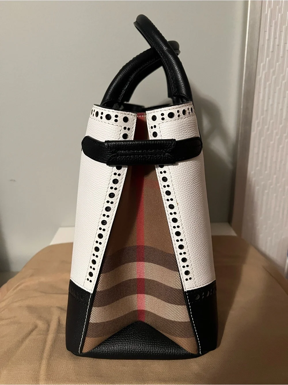 Burberry Black & White Leather Tote